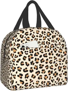 Сумки для ланча Leopard Aesthetics с рисунком гепарда, изолированный многоразовый ланч-бокс, термосумка-холодильник, сумка-тоут для подростков и взрослых, рабочая сумка для пикника