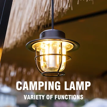 Светодиодный фонарь для кемпинга, Ретро Подвесная лампа для палатки, Водонепроницаемый фонарь для кемпинга, фонарь с плавной регулировкой яркости, Аккумуляторная аварийная лампа емкостью 4500 мАч