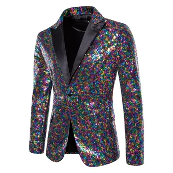 Цветной блейзер с металлическими блестками, мужской пиджак, 2023, Блестящий Смокинг для ночного клуба, дискотеки, выпускного вечера, блейзеры для мужчин, костюмы сценических певцов