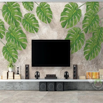 фотообои papel de parede на заказ, 3D натуральные и свежие зеленые листья, фон для телевизора, домашний декор, обои из папье-маше