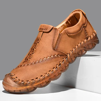 Высококачественная уличная резиновая походная обувь большого размера 46, нескользящая, удобная, легкая, Новая мужская Классическая кожаная повседневная обувь