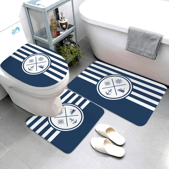 темно-синие коврики для ванной серии nautical, коврики для ванной комнаты, комплект из трех предметов, коврики для ванной комнаты, товары для ванной комнаты можно настроить по индивидуальному заказу