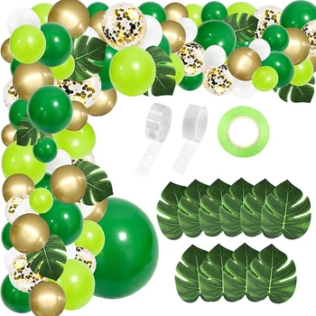 134 шт. арка из воздушных шаров для вечеринки в джунглях, украшение из зеленых воздушных шаров с искусственными листьями тропической пальмы для вечеринки по случаю Дня рождения