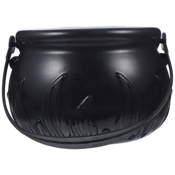 Украшения на тему Хэллоуина, ведро для ведьм большого размера, пластиковая круглая корзина (черная)