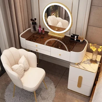 Роскошный туалетный столик в скандинавском стиле, Зеркало, Светильники для спальни, Аксессуары для туалетного столика с косметикой