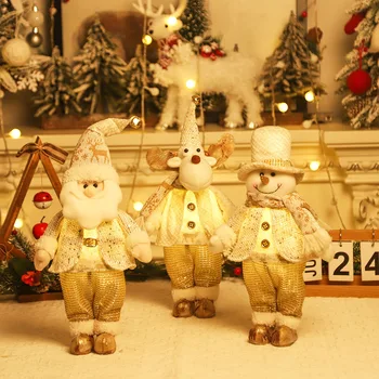 Рождественский Санта-Клаус Рождественский Подарок Декор Светящийся Лось Снеговик Кукла Домашняя Вечеринка Декор Комнаты Новогодние Украшения Рождественская Распродажа