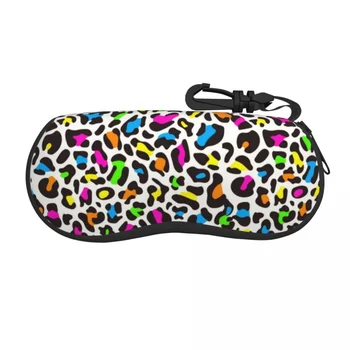Футляр для очков с неоновым леопардовым принтом для мужчин и женщин, мягкая защитная сумка для солнцезащитных очков из кожи животного