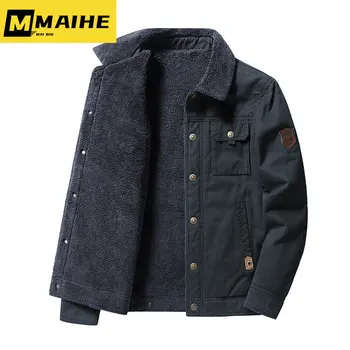 Мужское зимнее пальто, толстая теплая куртка на флисовой подкладке, модная повседневная мужская хлопковая куртка премиум-класса, пальто, мужская одежда большого размера 6xl