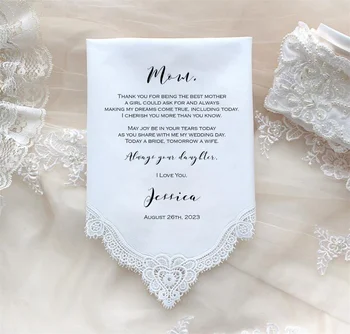 Подарок матери невесты, свадебный платок, Свадебные носовые платки на ЗАКАЗ-подарок для мамы
