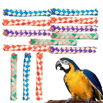 Палочки для жевания попугаев, Игрушки для птиц Для волнистых попугайчиков, Какаду, Разноцветная плетеная трубка, Большие Маленькие игрушки для жевания попугаев, Птицы-попугайчики