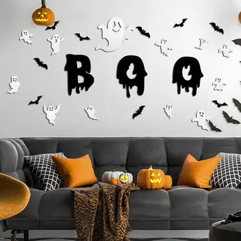 Наклейки на стену Украшения для Гаражных ворот на Хэллоуин Магнитные 3D Разных размеров Наклейки с летучей мышью и пауком-призраком Декор Дома с Привидениями