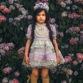Платье для дня рождения из Турции Vitange, детские подарочные платья с цветочным узором для девочек, платье в стиле Лолиты для девочек, детское праздничное платье для ИД Baby Sweet