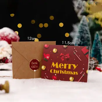 Праздничные открытки в ретро-дизайне, набор праздничных открыток в винтажном стиле, Набор поздравительных открыток с Рождеством с конвертами и наклейками для веселых