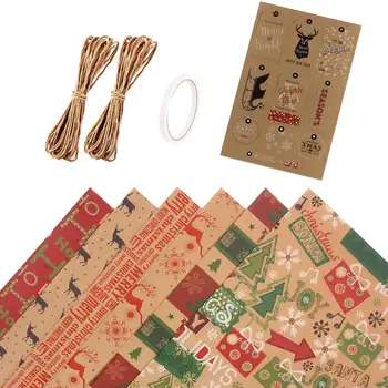 6 Упаковок Листов Оберточной бумаги для Рождества, Вечеринки по случаю Дня рождения, Набор Оберточной бумаги для подарочной упаковки