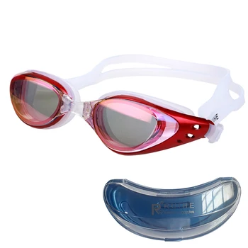 Не запотевающие очки для плавания с защитой от ультрафиолета Регулируемой длины, Модные Многоразовые очки для защиты глаз с широким обзором для взрослых, прозрачные с ящиком для хранения