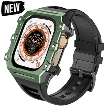 комплект Модификации 49 мм Металлический Корпус для Apple Watch Band Ultra 49 мм Металлическая Крышка Силиконовый Ремешок Iwatch Ultra Сменные Браслеты