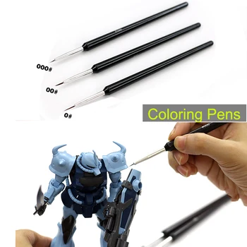 Инструменты для изготовления моделей, раскрашивающие краски, чрезвычайно тонкая ручка для раскрашивания, ручка для рисования, 0 # 00 # 000 # 3 шт./упак.