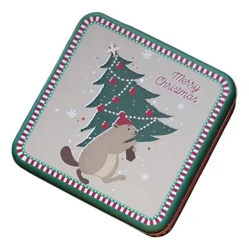 Рождественская квадратная коробка для печенья Квадратные формочки для хранения печенья Стильные и милые Рождественские контейнеры для хранения конфет шоколадного печенья