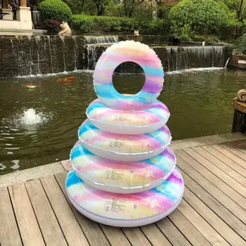 Надувное кольцо для плавания с утолщенной облачной радугой, плавающий круг для плавания на открытом воздухе для взрослых и детей, водные игрушки для бассейна и пляжа