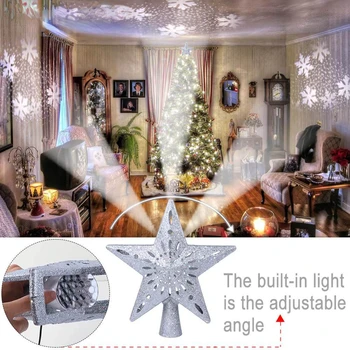 Наш теплый Звездный топпер для рождественской елки, светодиодный Звездный топ, проектор в виде снежинок, украшение для рождественской елки, украшение для Рождественской вечеринки, Подвесное украшение