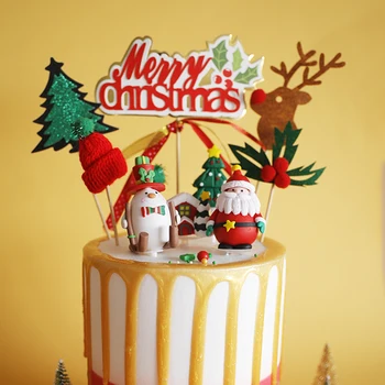 Украшение торта для рождественской вечеринки, Санта-Клаус, Снеговик, Полимерная глина, детские сувениры, Рождественский топпер, торт, десерт, Принадлежности для выпечки, подарки