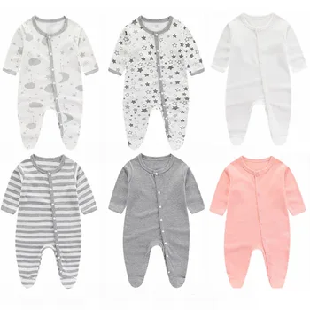 Пижама на ножках для новорожденных, одежда для маленьких девочек и мальчиков, комбинезон с длинным рукавом, хлопковый комбинезон для младенцев на 3, 6, 9 месяцев, детские комбинезоны, одежда