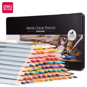 Наборы акварельных карандашей Deli, Профессиональные цветные карандаши для взрослых и подростков, художественные принадлежности для раскрашивания, растушевки и наслоения