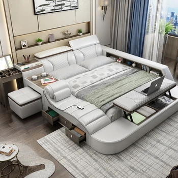Smart bed frame camas bedroom furniture кровать двуспальная lit beds سرير  muebles de dormitorio мебель bedroom set cama de casa