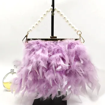 2023 Роскошная модная женская сумка из страусиного меха с кисточками из перьев, вечерние сумочки, женские дневные клатчи, вечерние свадебные кошельки, сумочка на цепочке