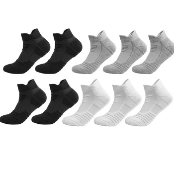 10 Пар мужских утолщенных баскетбольных носков, спортивных носков для бега, больших размеров, дышащих, впитывающих пот коротких носков, Черный, Белый, серый