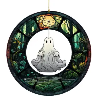 Украшение с привидением на Хэллоуин, Симпатичная акриловая подвеска с привидением на Хэллоуин, 7,87 дюйма, круглый декоративный декор с привидениями для дома с привидениями внутри дома