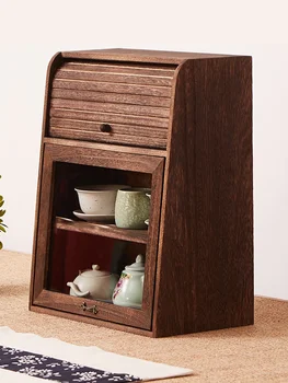 Пылезащитный чайный сервиз из массива дерева, косметический шкаф для хранения чая, Стеллаж для хранения