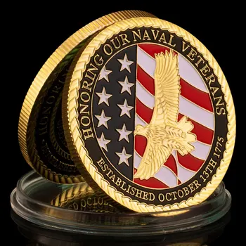 Позолоченная сувенирная монета США в честь нашего военно-морского ветеранского подразделения Военно-морского флота, военная монета 