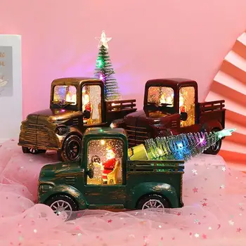 Рождественские украшения, винтажный тракторный орнамент со светящейся рождественской елкой, реалистичный декор рождественского трактора на батарейках