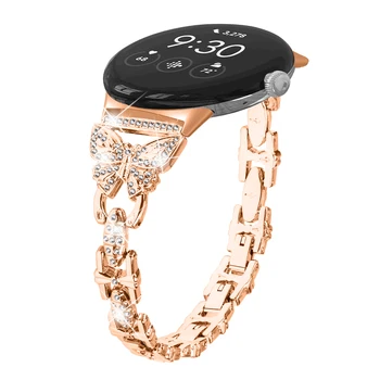 Для Google Pixel Watch, ремешки из нержавеющей стали, женский ремешок-бабочка, металлический браслет с бриллиантами, Correa для ремешков pixel Watch