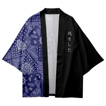 Модная уличная одежда, Традиционное Кимоно с принтом, Повседневный мужской Женский кардиган, рубашки для косплея, Японский самурай Харадзюку, Хаори Оверсайз