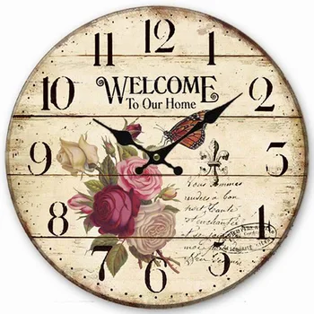 Европейская креативная мода современные кварцевые ретро простые деревянные декоративные настенные часы настенные часы цифровые настенные часы настенные часы