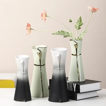Скандинавские керамические вазы, украшения для дома, цветочная композиция, Декоративная креативная цветочная композиция, Гидропонная ваза для сухих цветов