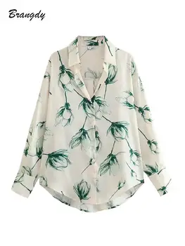 Футболки и блузки Traf Для женщин с цветочным принтом, модная женская блузка 2023, Летний осенний топ, женские винтажные топы-рубашки оверсайз