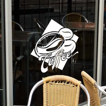 Вывеска Кофейни Coffee Bean Логотип премиум-качества, Декор кафе, Виниловая наклейка на настенную чашку Высочайшего качества