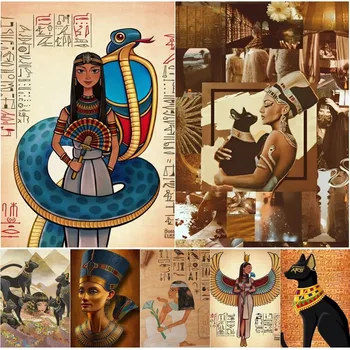 Египетская богиня Бастет, ретро-плакаты, вход в гостиную, спальню, бар, ресторан, Кафе, Художественная роспись, украшение