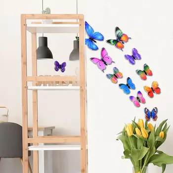 12шт Светящаяся 3D бабочка Наклейка на стену для детской спальни Дома Гостиной Наклейка на холодильник Светящиеся в темноте Обои Украшение