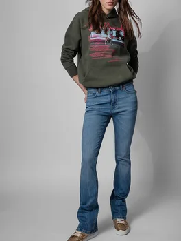 Женская толстовка с капюшоном из флиса с буквенным принтом, пуловер из 100% хлопка, Весна-осень 2023, повседневная женская толстовка с капюшоном с длинным рукавом