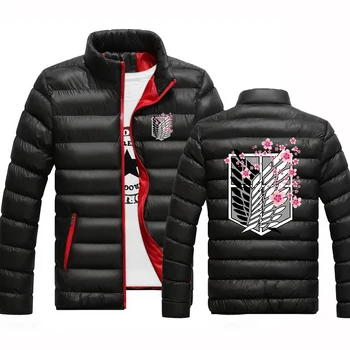 Новые зимние куртки с принтом Attack on Titan 2023, парка, Теплая верхняя одежда, Модные Повседневные тонкие пальто, Ветровки, пальто, топ