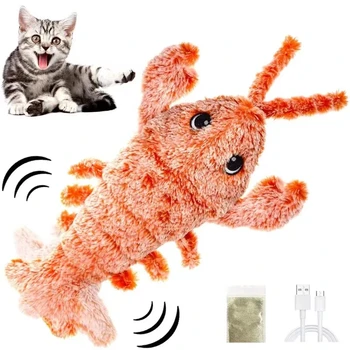 Электрическая прыгающая игрушка для кошек с креветками, имитирующая танец омара, Плюшевые игрушки для домашних собак, кошек, мягкие игрушки, интерактивная игрушка