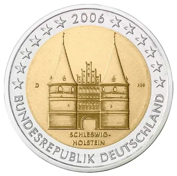 Германия 2006 г. Памятная монета в кобуре 2 евро Заводской стандарт Случайный 100% оригинал