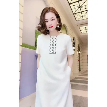 Белое платье, женственность, высококлассная и изысканная, новая роскошная юбка с короткими рукавами 2023 года, лето