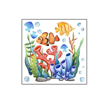 Красочная Рыба Коралловый Узор Крышка Унитаза Наклейка Наклейка Для Украшения Унитаза Растения Рыба Наклейка для Унитаза для Ванной комнаты для Туалета
