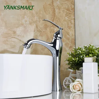 Роскошный Смеситель YANKSMART для ванной Комнаты, установленный на бортике, Хромированный Смеситель для раковины, Смеситель для воды, Однорычажные Краны