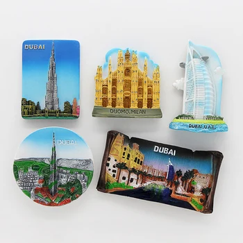 3D Магниты на Холодильник Украшения для дома, коллекция архитектуры Дубая, Подарки, Сувенир для парусного отеля, Магнитная паста для холодильника